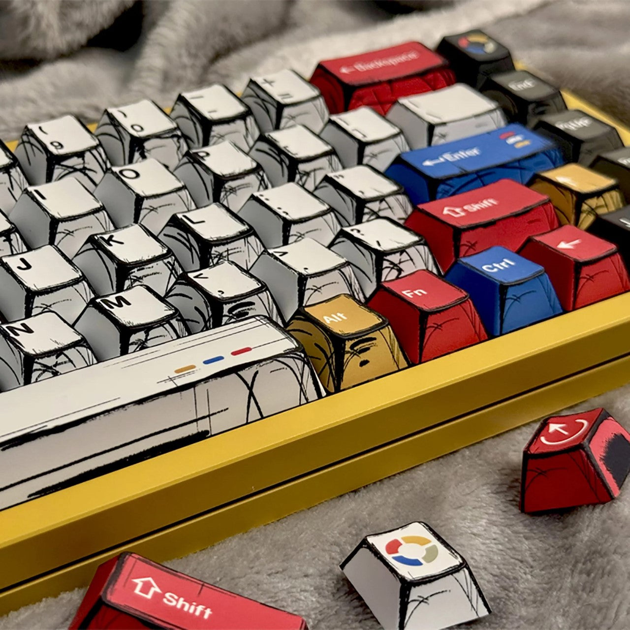 2D Sketched Comic Book-Style Keycaps ( 141 Keys )