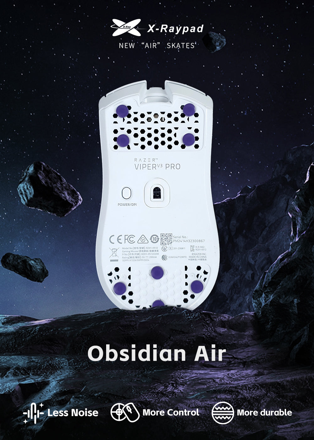 XRAY PAD OBSIDIAN AIR - Mouse Skates - UNIVERSAL DOTS