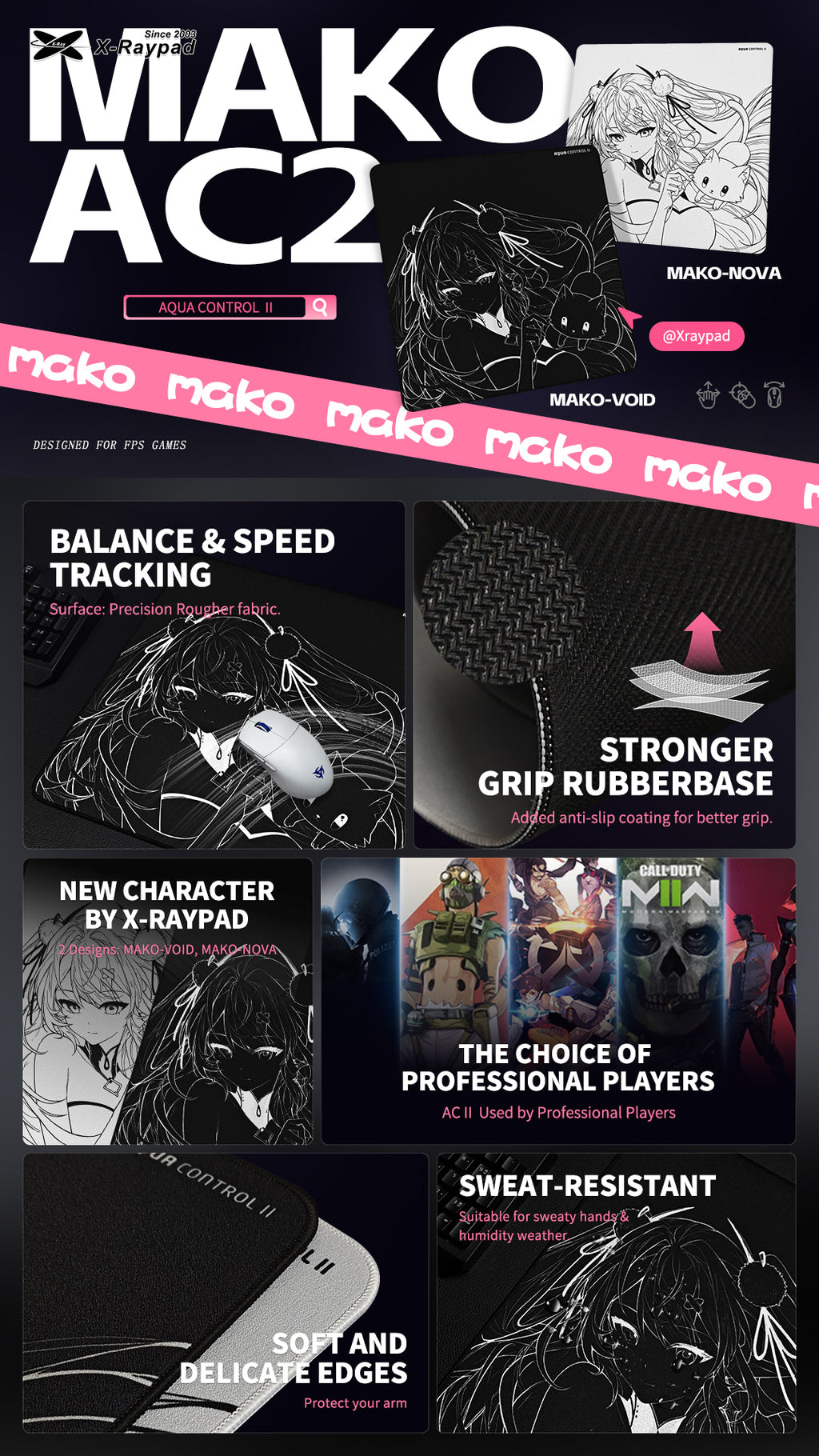 X-Raypad Aqua Control II Gaming Mouse Pads – MAKO (VOID&NOVA)