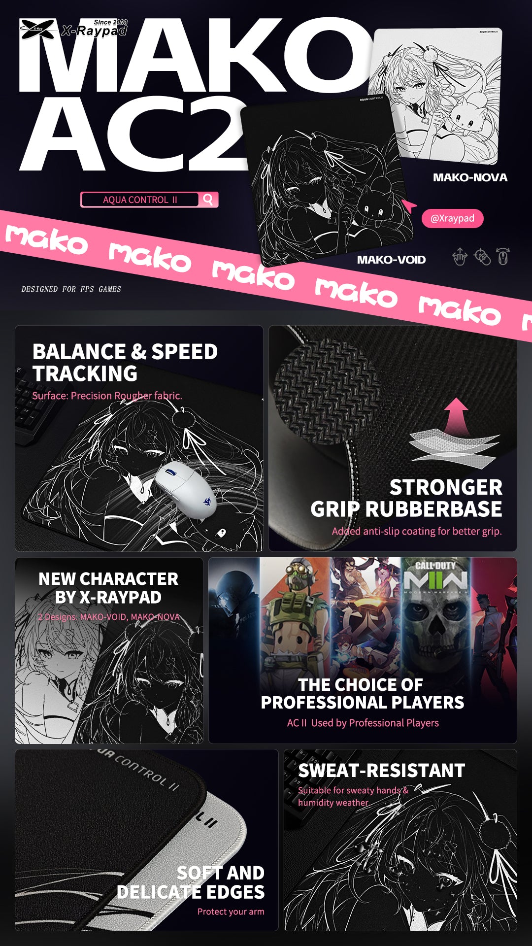 X-Raypad Aqua Control II Gaming Mouse Pads – MAKO (VOID&NOVA)